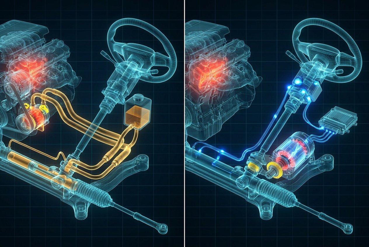 Imagem ilustrativa do artigo Direção hidráulica vs elétrica: como o volante fica mais leve